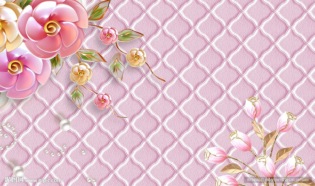 唯美花卉高清软包电视机背景墙