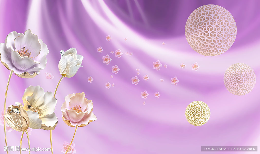 紫色时尚莲花高清背景墙