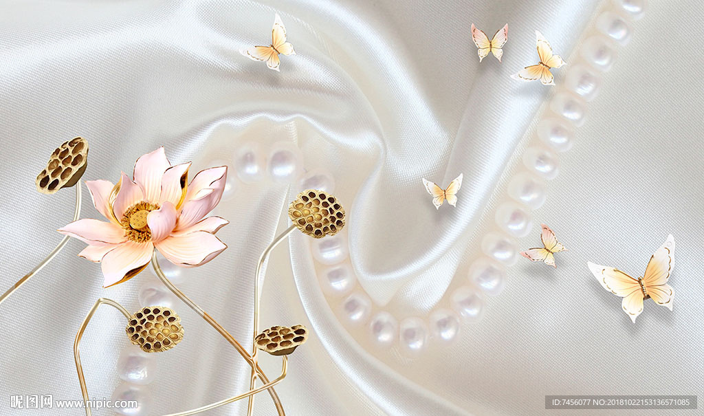 蝶恋花莲花高清立体背景墙