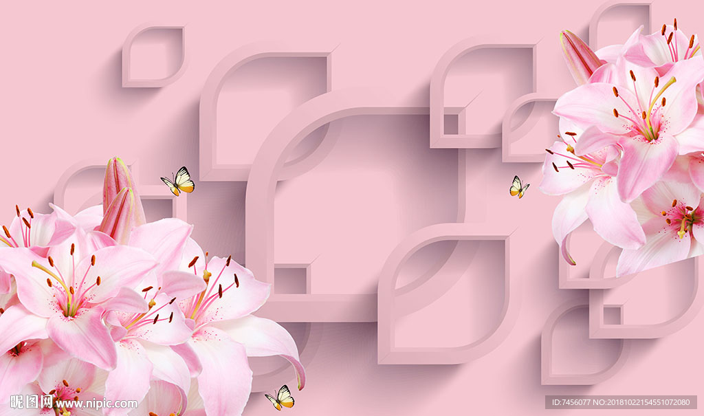 唯美兰花淡雅立体背景墙