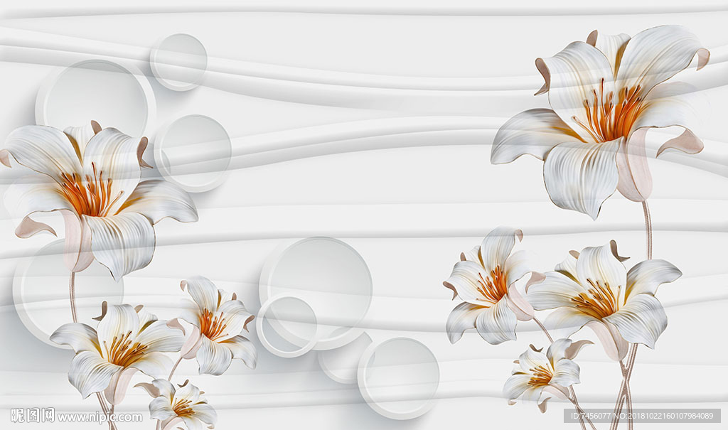 花开富贵高档兰花背景墙