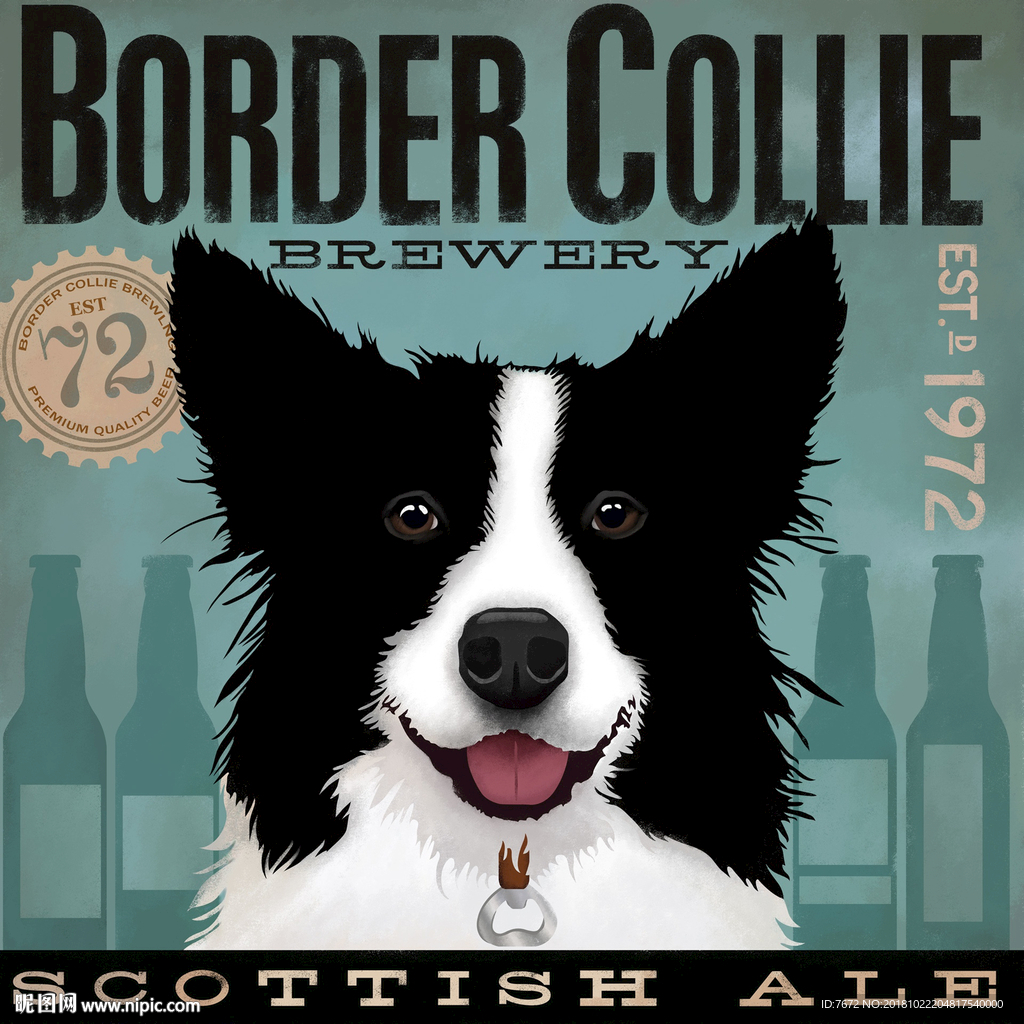 复古怀旧抽象狗狗可爱动物装饰画