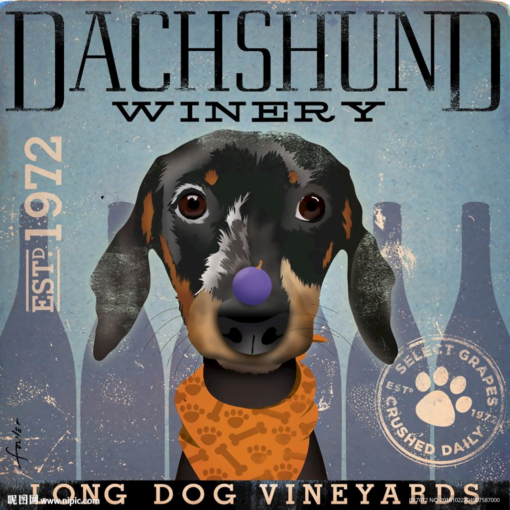 复古怀旧抽象狗狗可爱动物装饰画