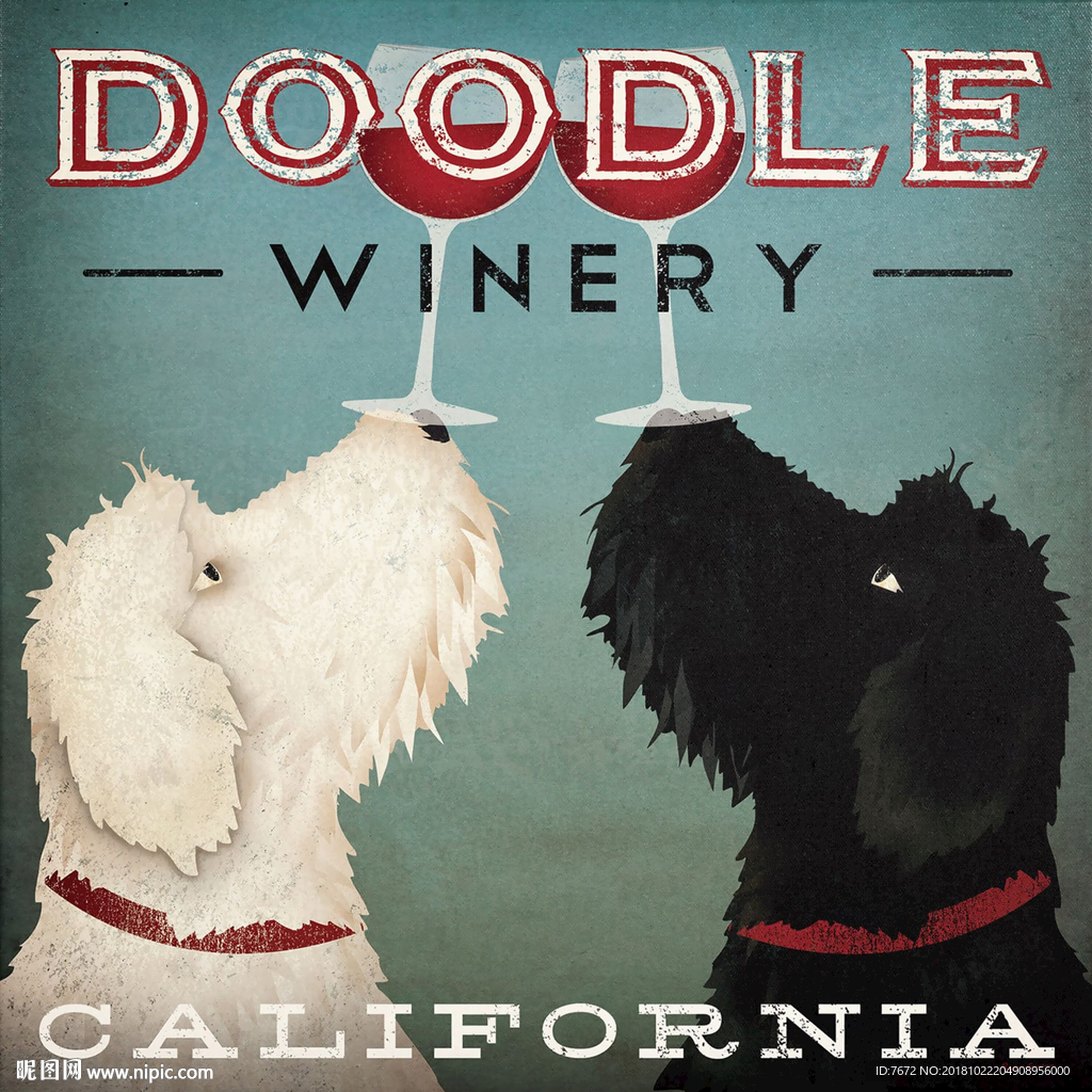 复古怀旧抽象狗狗可爱动物装饰画