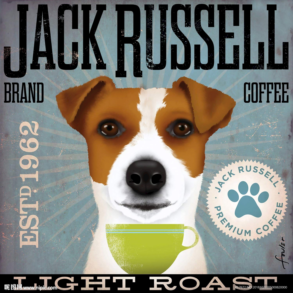 复古怀旧抽象狗狗可爱动物装饰画