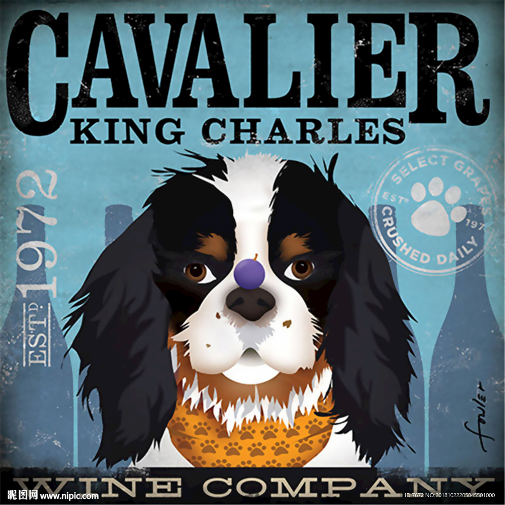 复古怀旧抽象狗狗可爱动物装饰画