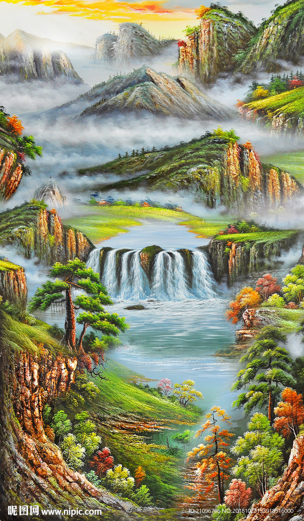 油画山水玄关