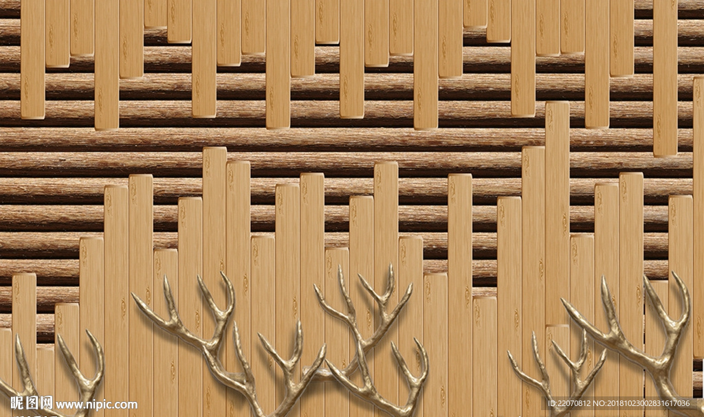 现代风木质创意背景墙