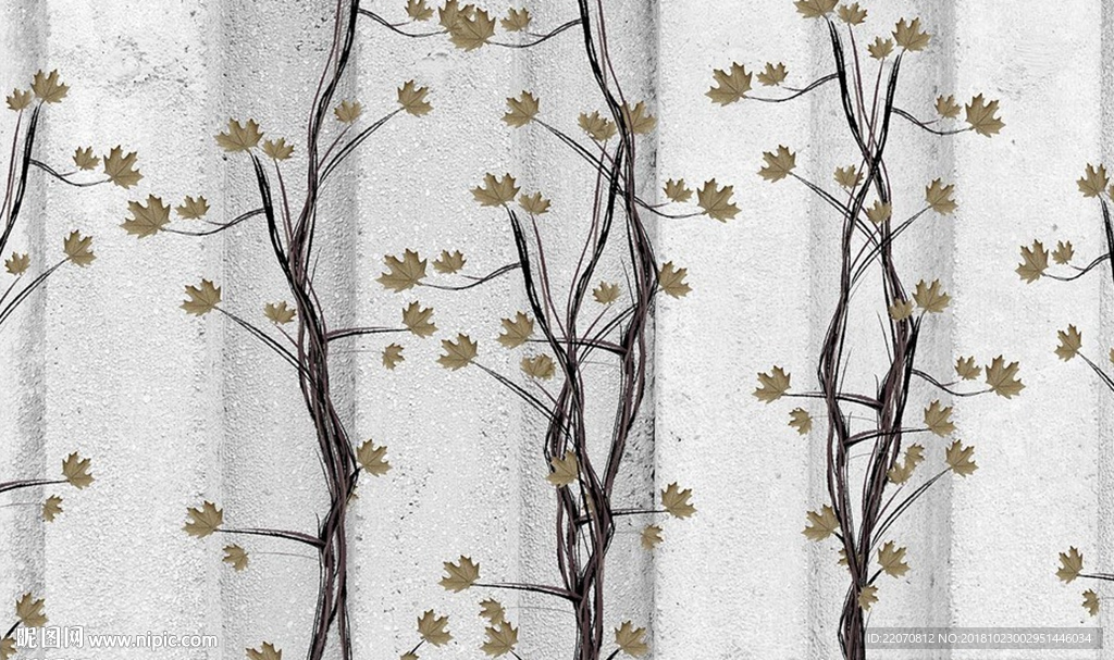 现代风创意枝干叶子背景墙