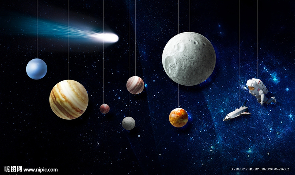 科幻太空宇宙行星背景墙