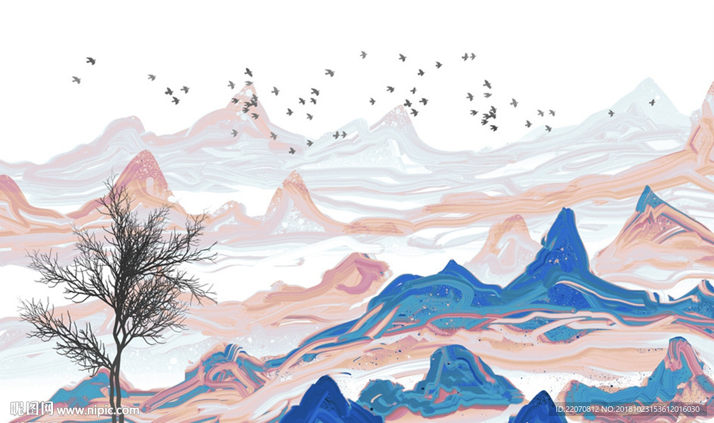 新中式水墨意境山水背景墙