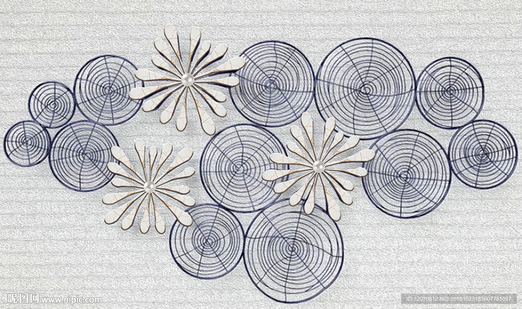 大气几何抽象花卉大理石背景墙