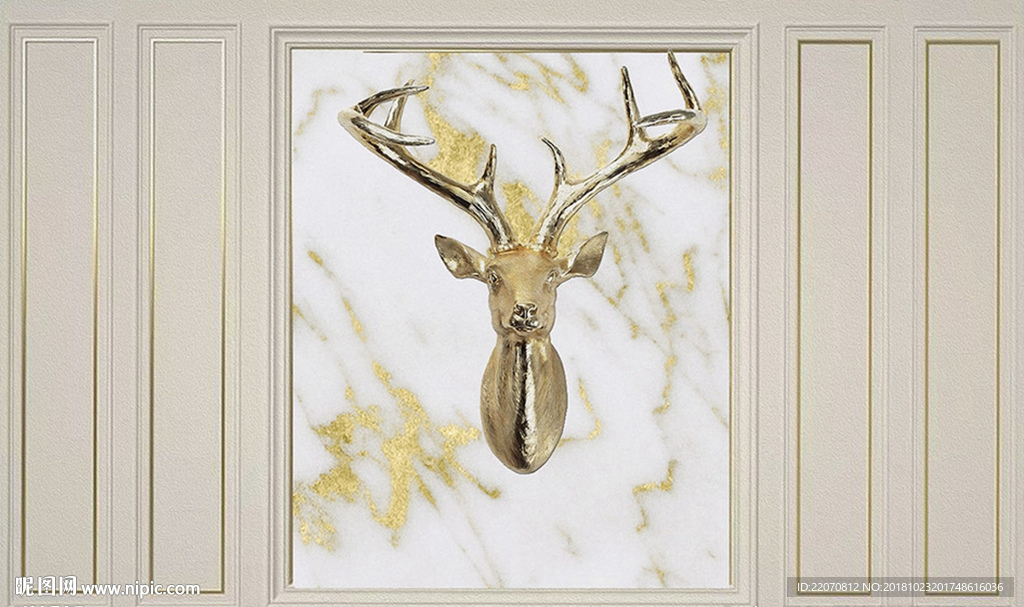 北欧鹿头背景墙