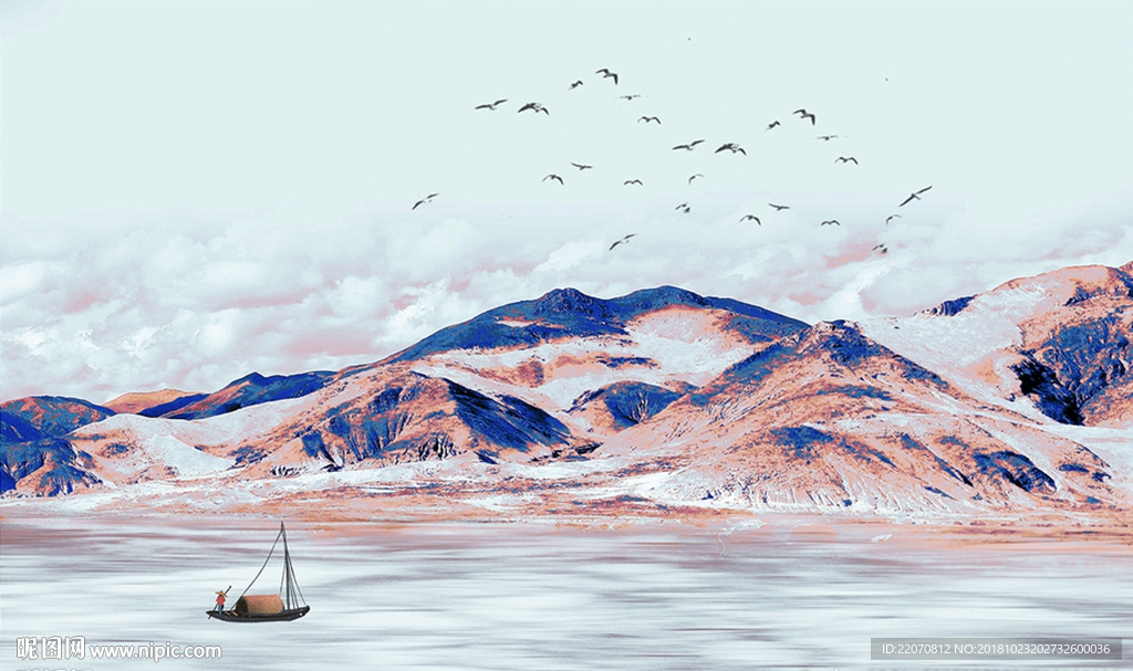 中式抽象山水背景墙