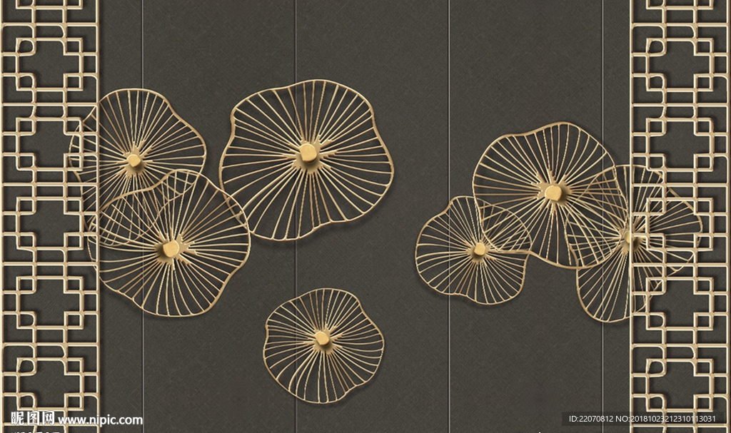 荷叶浮雕背景墙