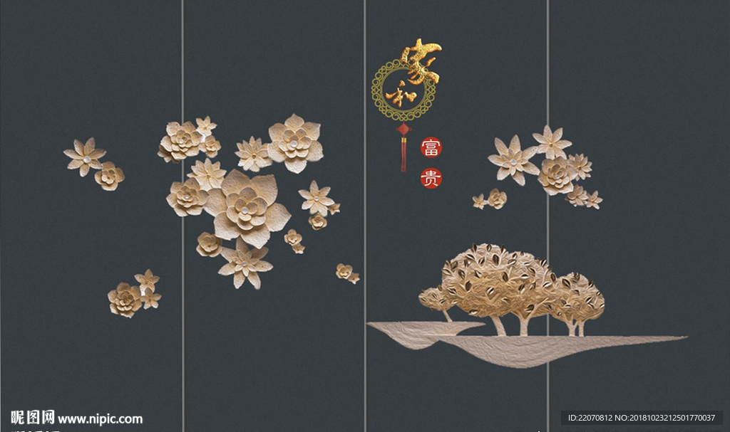 花卉浮雕背景墙