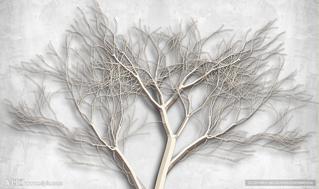 现代简约树干背景墙