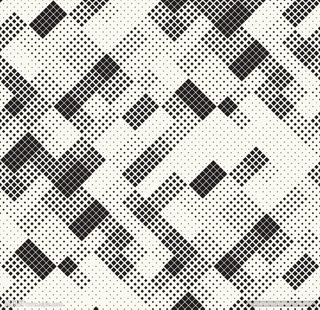 黑白几何抽象无缝印花图案