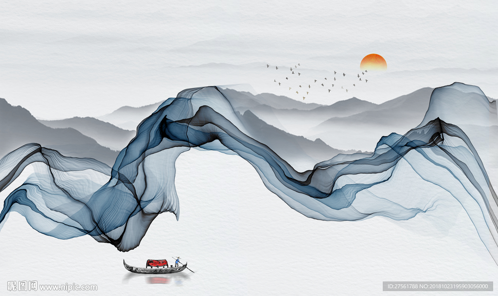 新中式线条背景墙