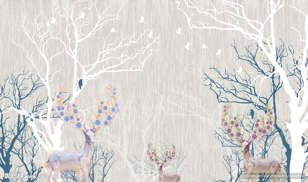 现代山麓森林背景墙