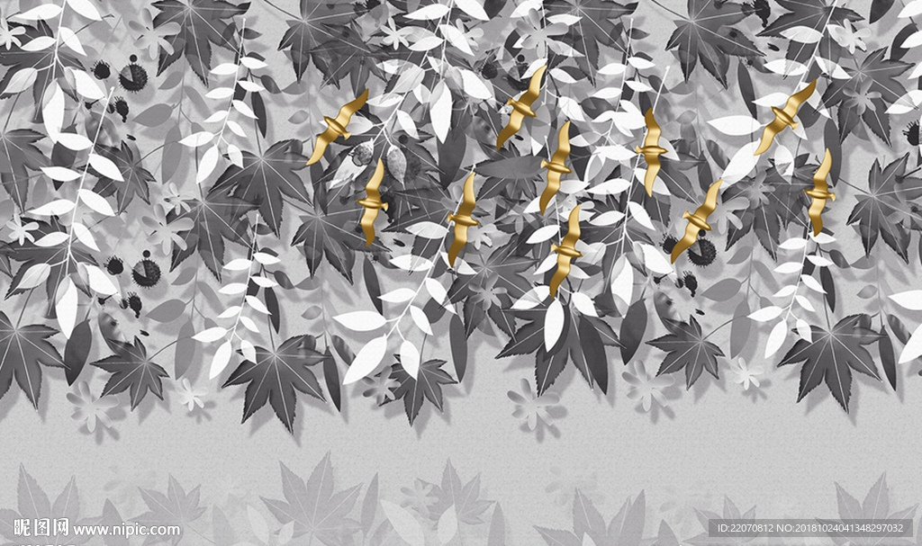 立体树叶背景墙