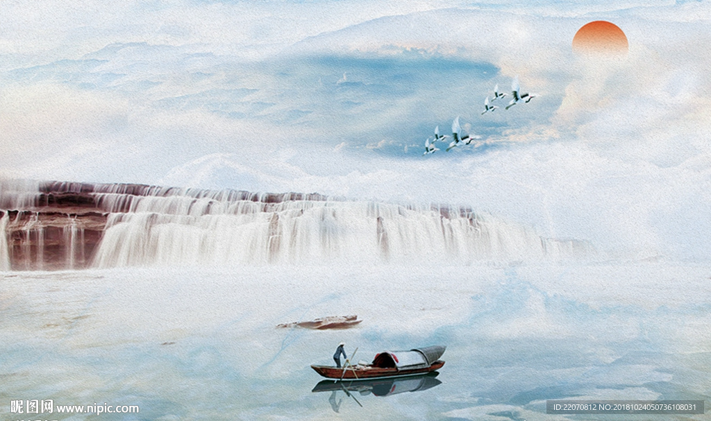 唯美大理石山水背景墙