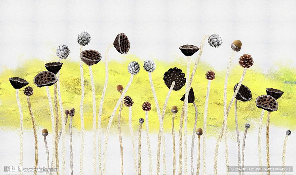 简约莲蓬背景墙