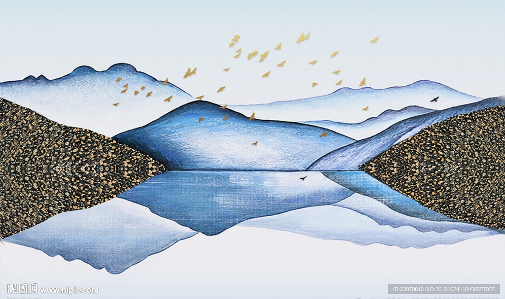 中国风浮雕立体水墨山水背景墙