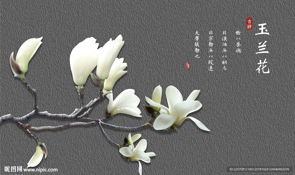 现代简约立体玉兰花背景墙