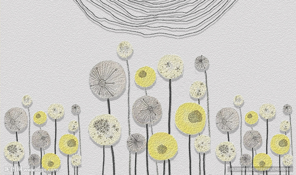 现代简约立体蒲公英树背景墙