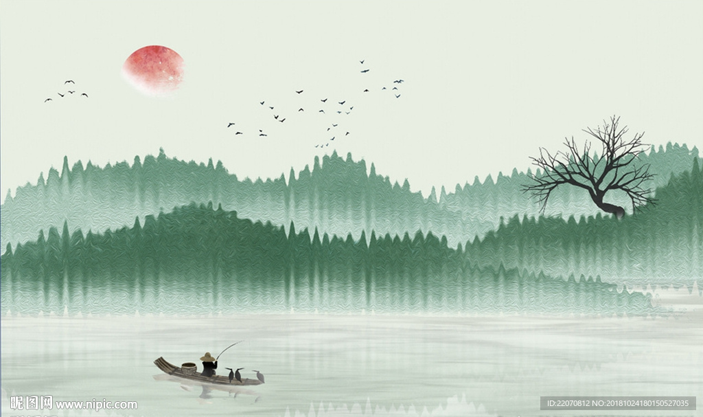 中式山水意境背景墙