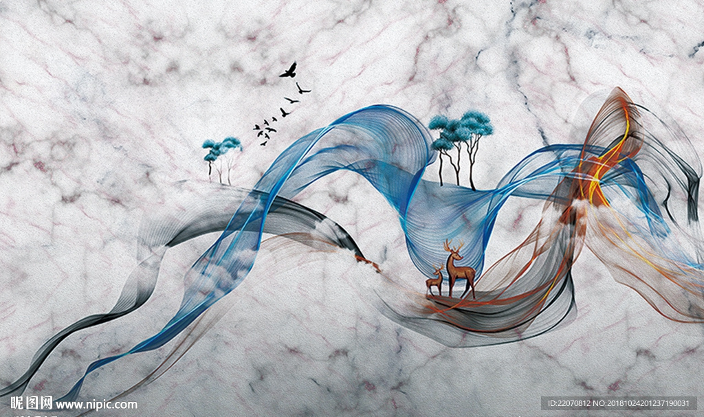 唯美抽象大理石背景墙