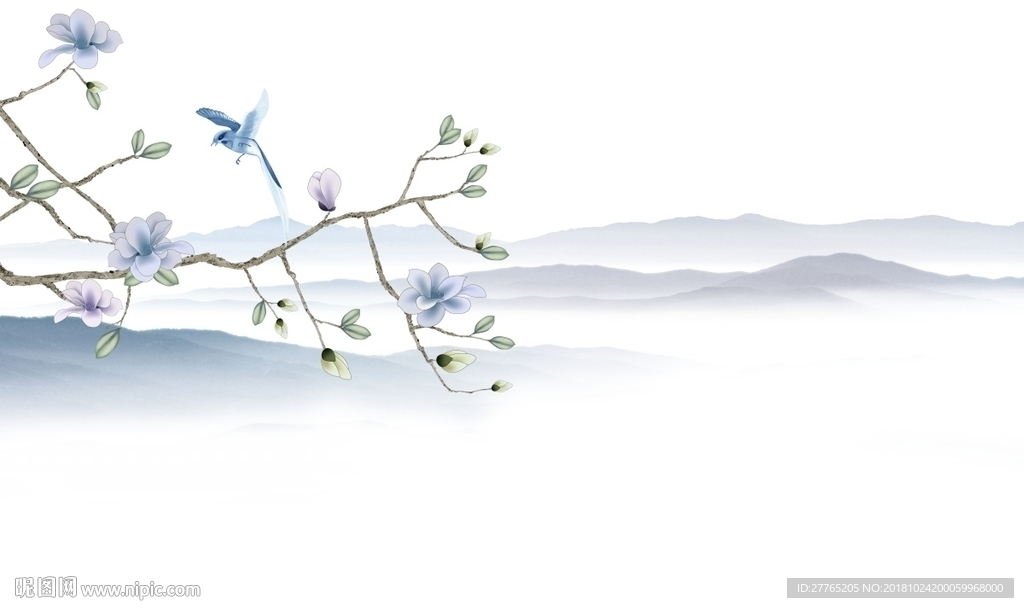 水墨山水彩雕背景墙