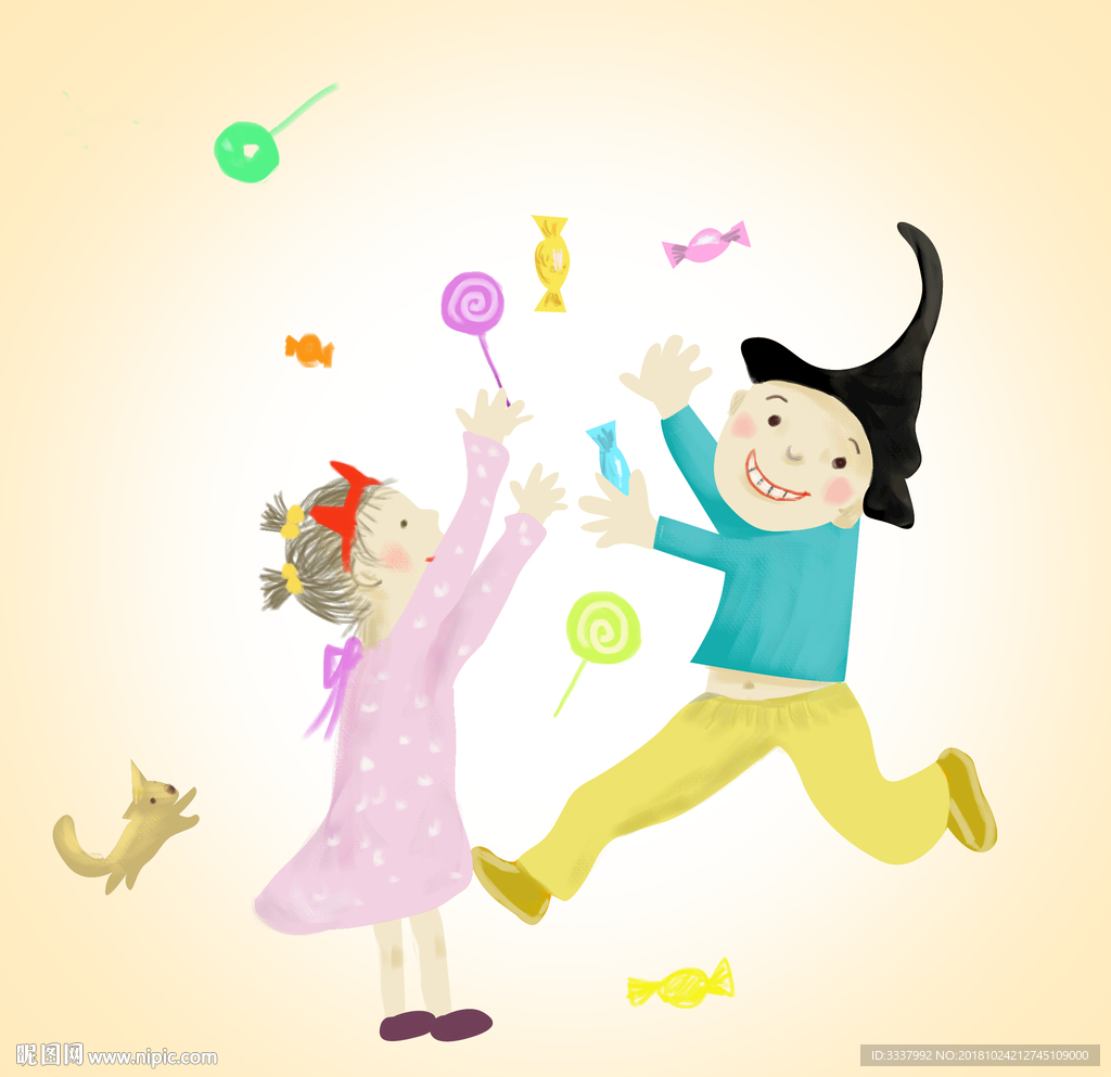 万圣节要糖果的孩子们