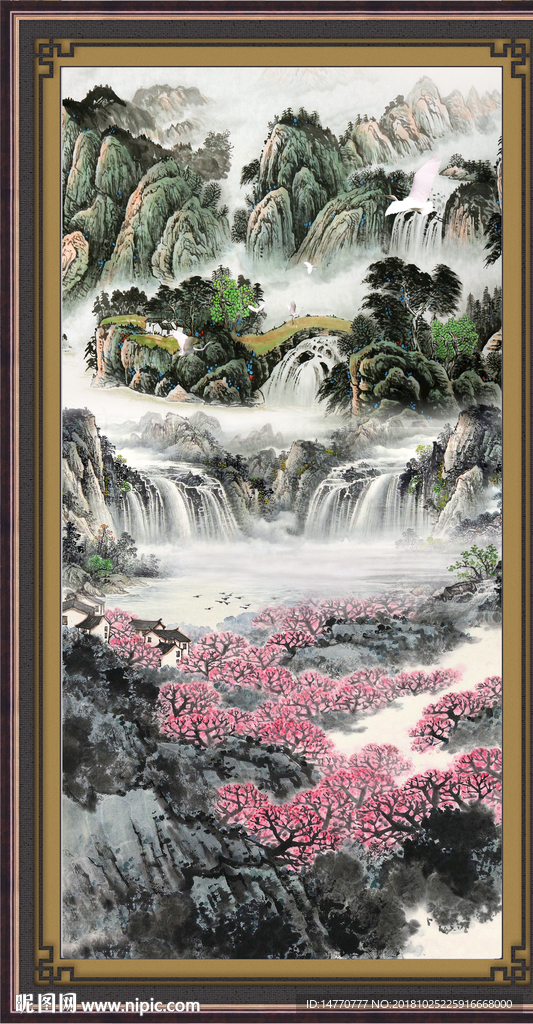 万山红遍 聚宝盆风水画