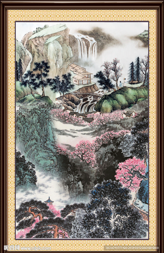 万山红遍 聚宝盆风水画