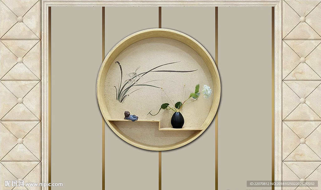 欧式金色装饰格子背景墙