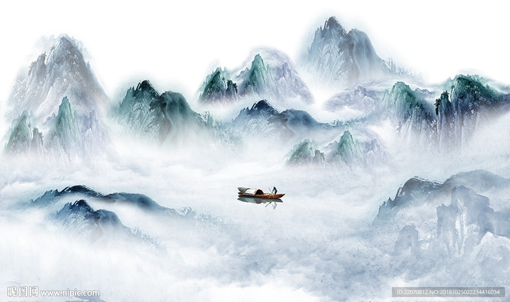 中式水墨抽象山水背景墙