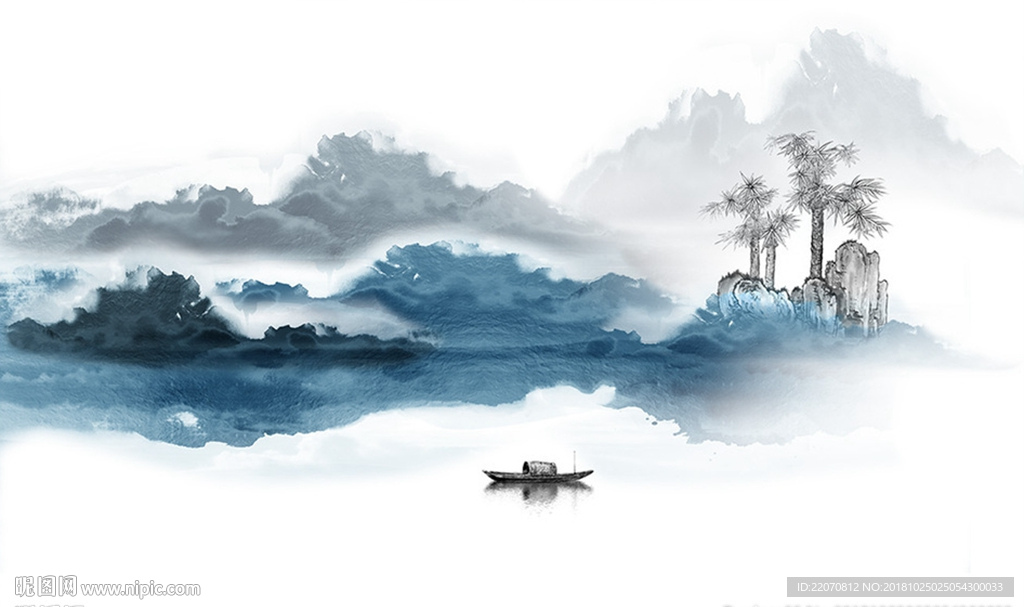 新中式水墨山水背景墙