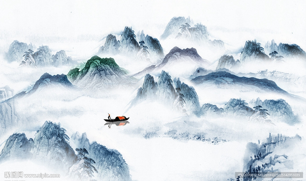 新中式水墨山水背景墙