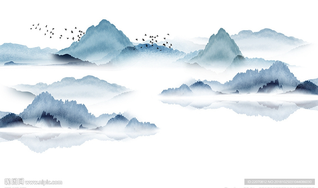 中式水墨山水背景墙