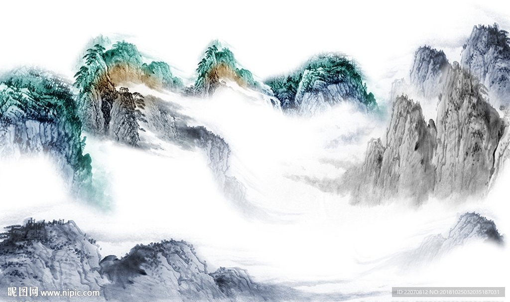 中式水墨山水背景墙