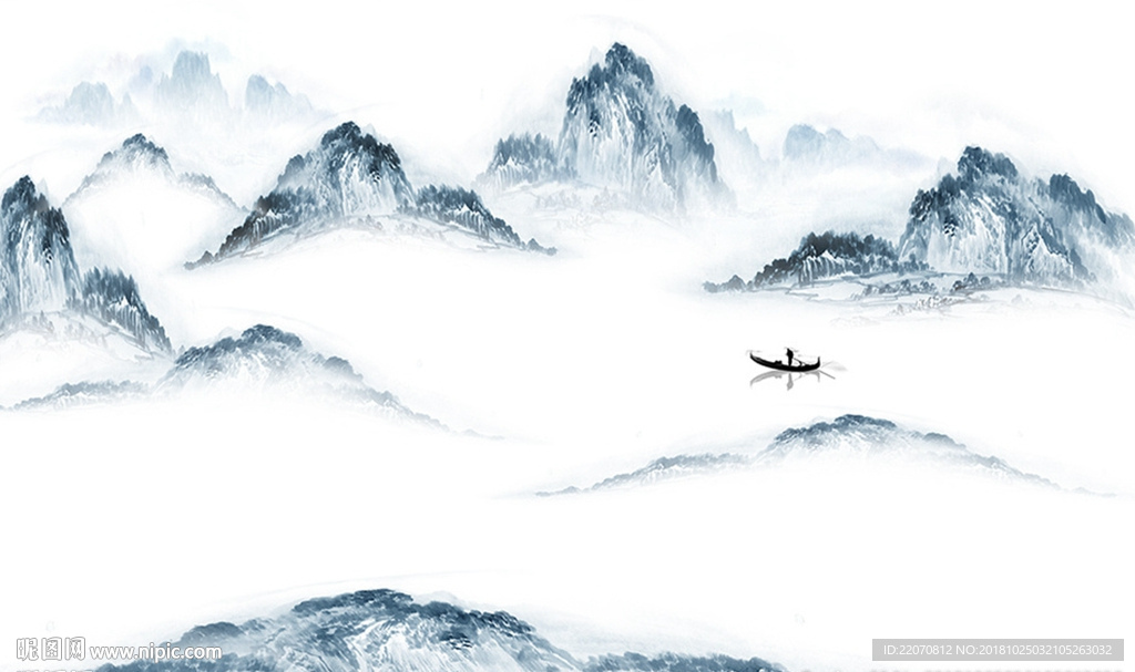 中式水墨山水背景墙