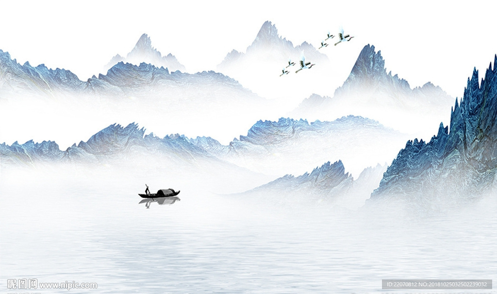 中式水墨山水背景墙