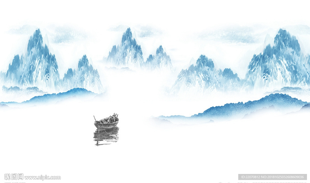 中式水墨山水背景墙