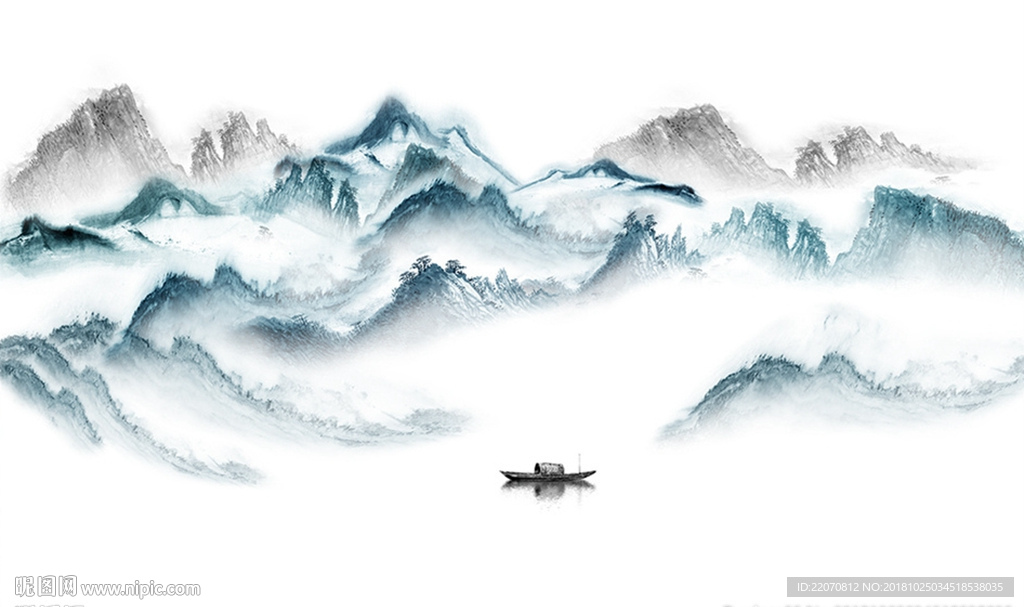 中式水墨山水背景墙