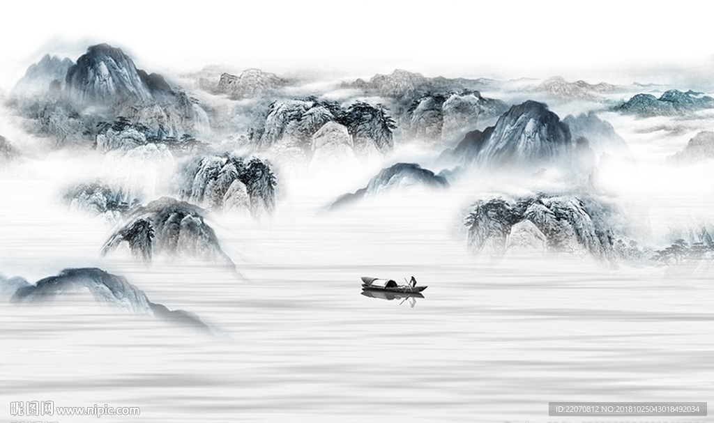 中式水墨山水背景墙
