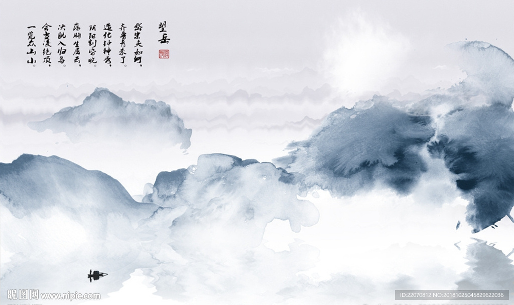 中式水墨山水背景墙