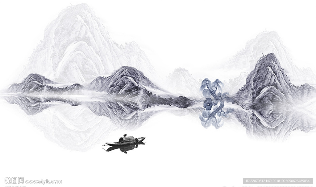 中式水墨山水背景墙