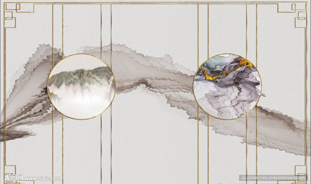 大理石纹抽象线条背景墙